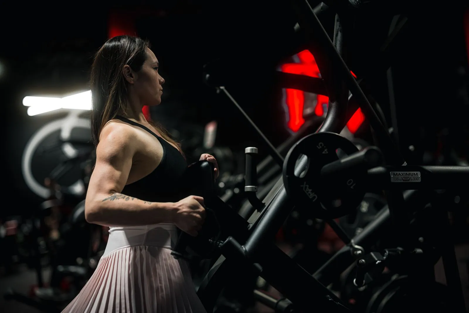 A woman during a strength session